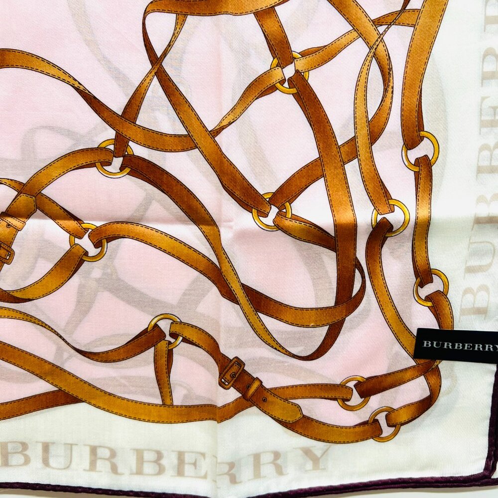 New Tag on  Burberry Miniscarf  23" Cotton/Silk ivery  Light pink bow  (51) - Picture 13 of 13